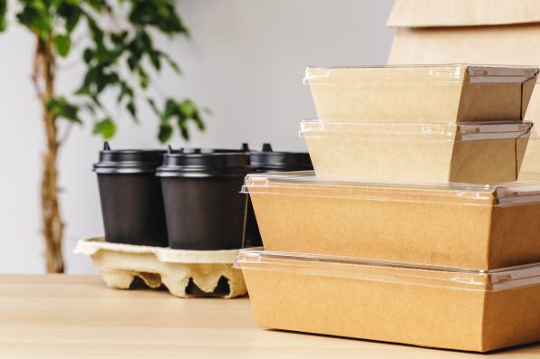 Brown cardboard to-go boxes
