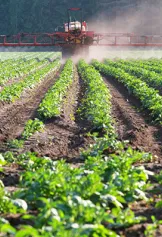 Farm being sprayed with pesticides