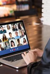 Events_Video Call_Webinar Person on a Zoom call