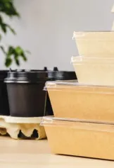 Brown cardboard to-go boxes