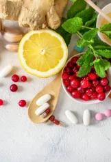 Assorted foods and medicine