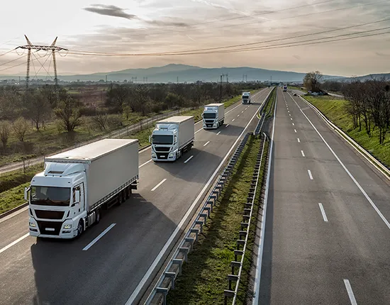 Highway with eighteen wheelers