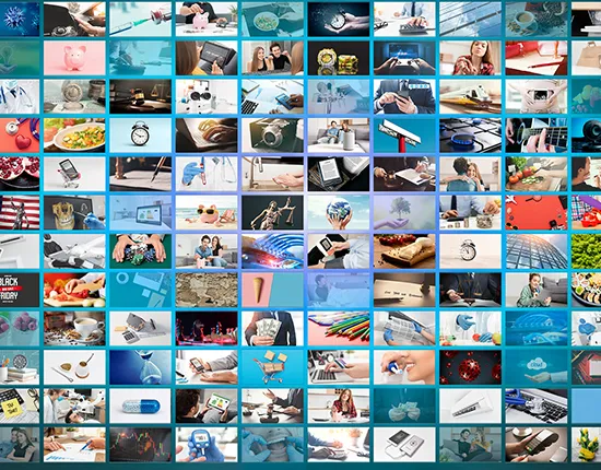 Multiple screens showing different images